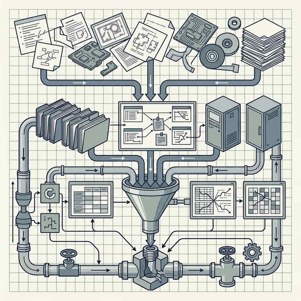 Blueprint-style business investigation diagram showing an identified business constraint being evaluated for operational impact, translated into prioritized recommendations, and converted into clear strategic direction and next steps.